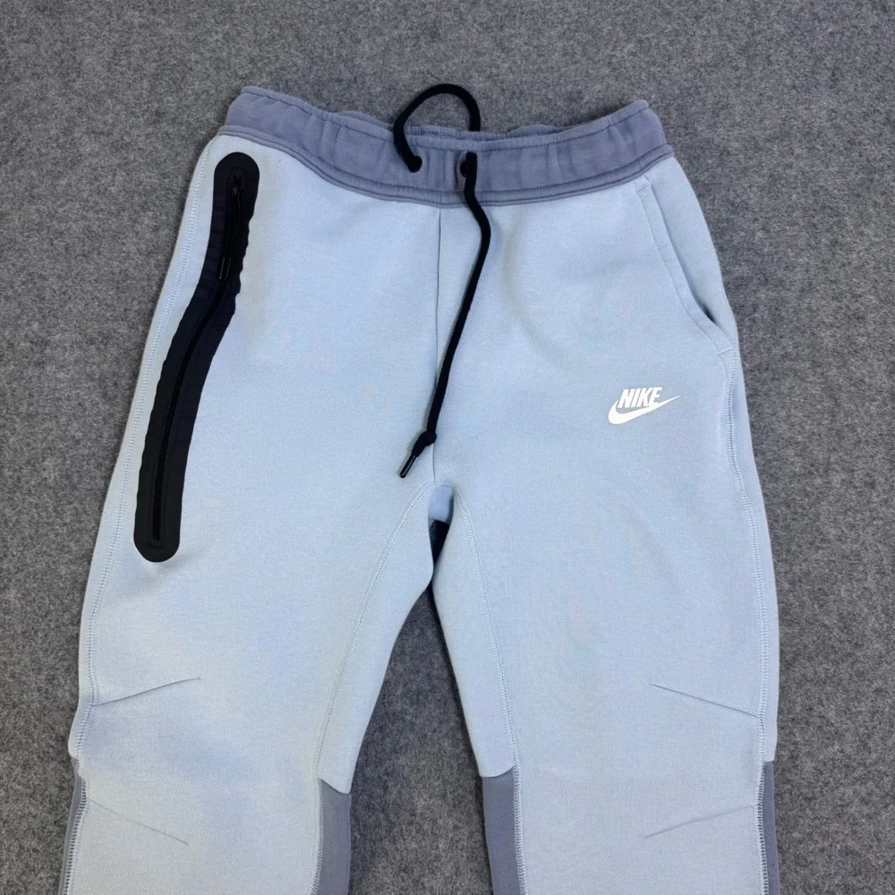 Nike Tech Fleece Joggers Mens Small Light Blue Grey Colorblock Sweatpants CU4495
